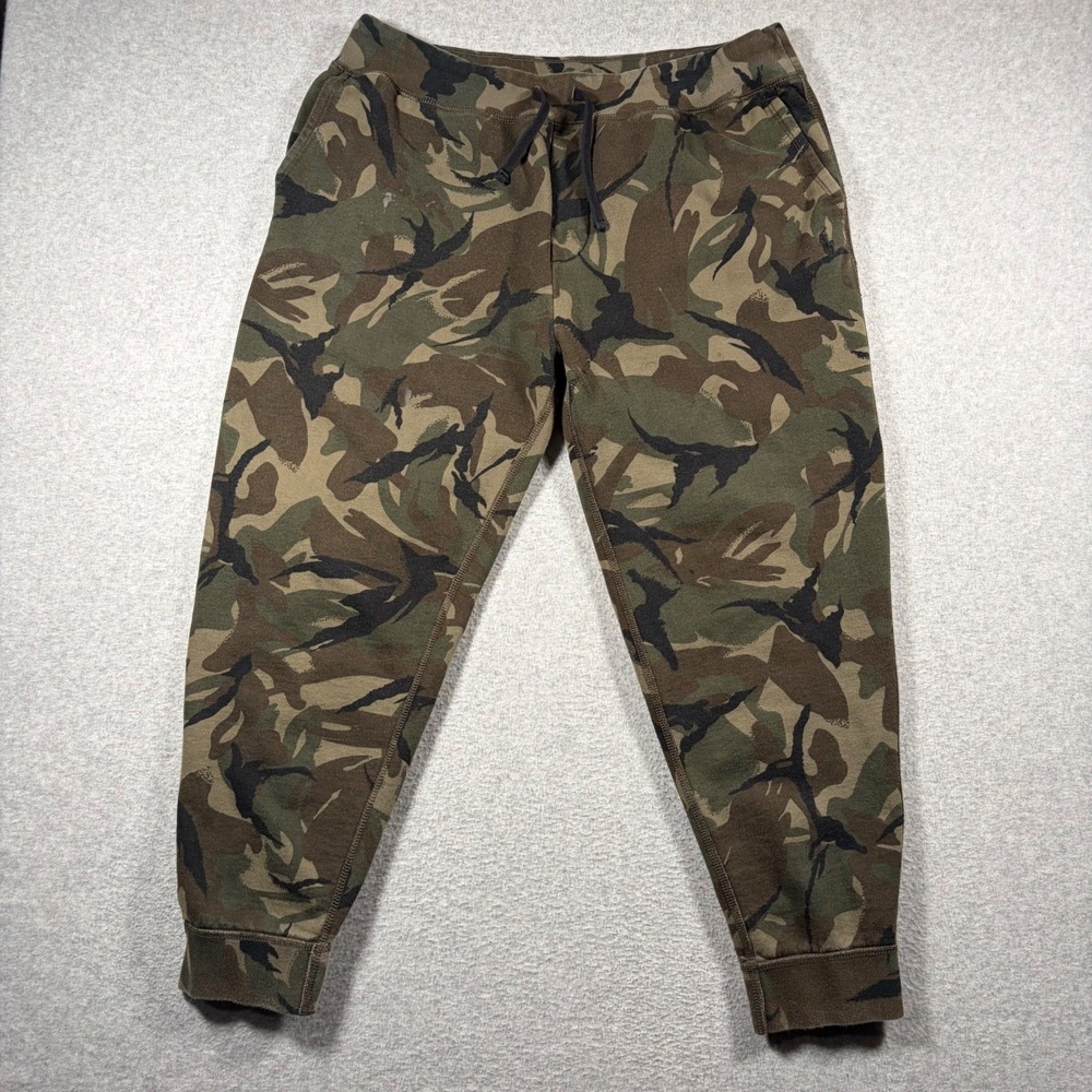 Polo Ralph Lauren Jogger Pants Mens 2XL Green Camo Fleece Drawstring Sweatpants